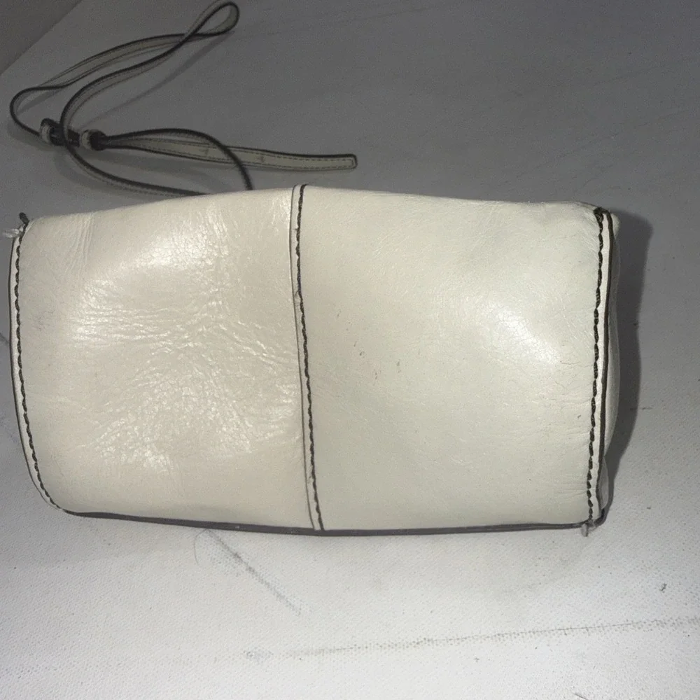 HOBO Mini Elan White Leather Small Minimalist Boho Western Crossbody Bag Purse